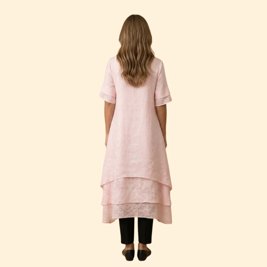 Women’s Maxi Dress with Layered Asymmetric Hem - Image 5
