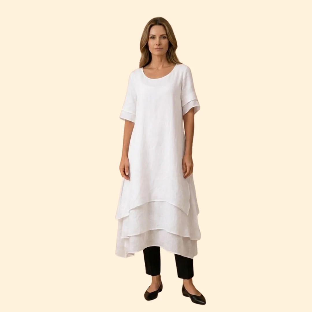 Women’s Maxi Dress with Layered Asymmetric Hem - Image 6