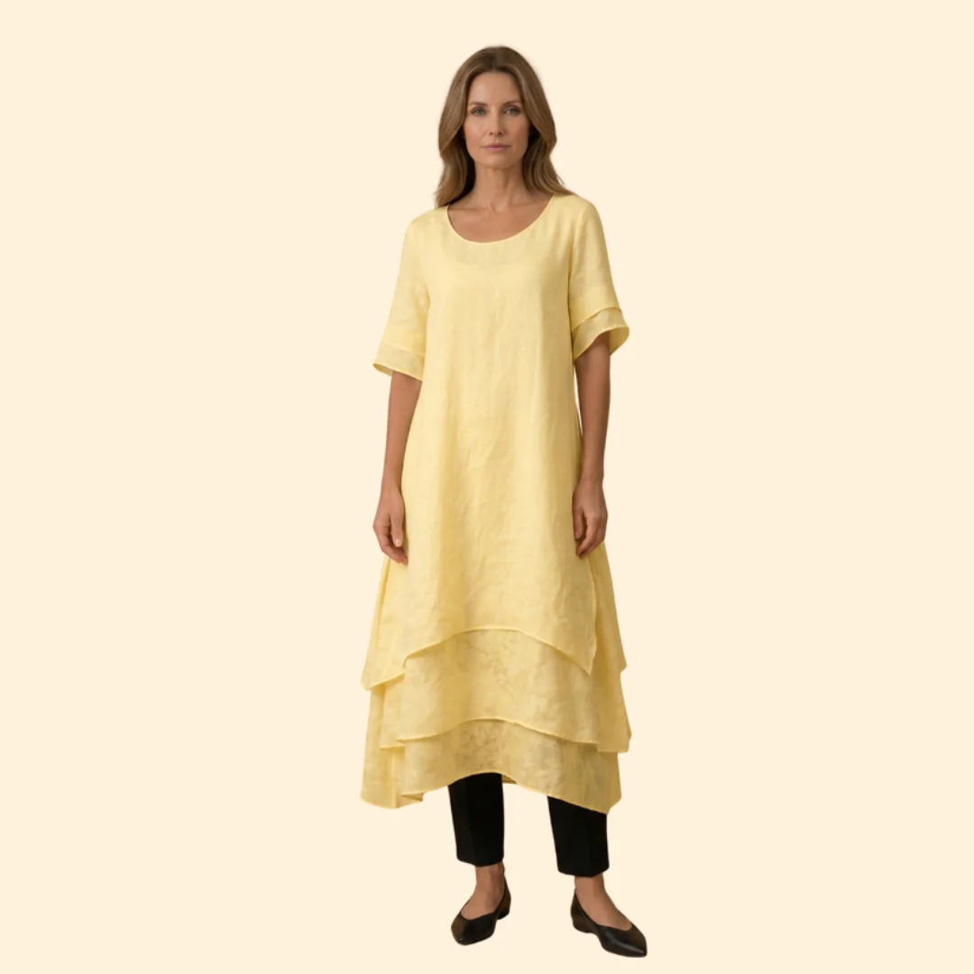 Women’s Maxi Dress with Layered Asymmetric Hem - Image 7