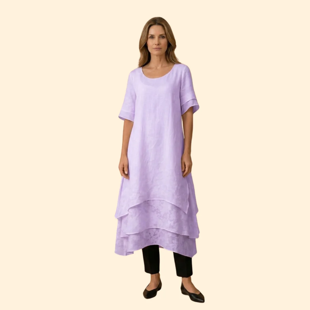 Women’s Maxi Dress with Layered Asymmetric Hem - Image 9
