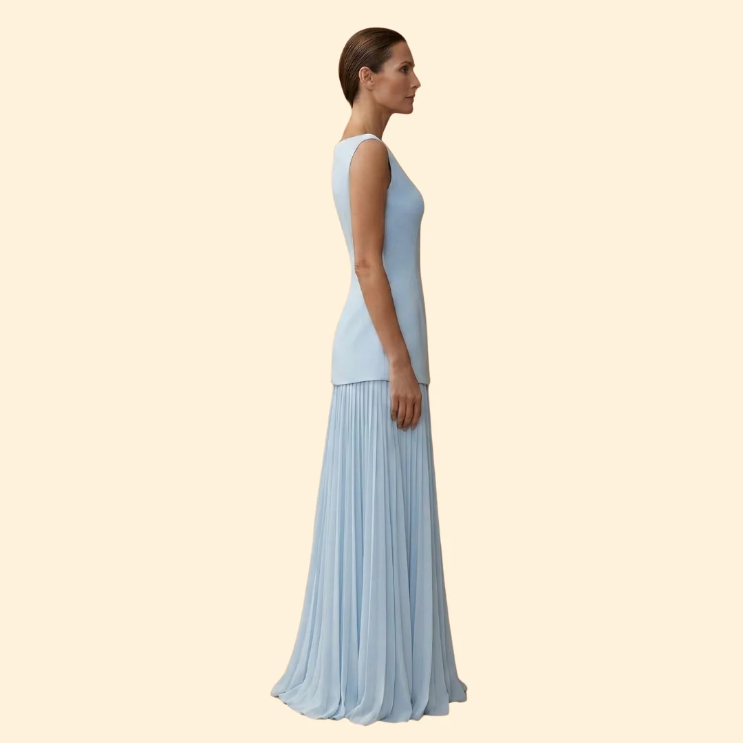 Women’s Maxi Dress with Pleated Skirt - Image 3
