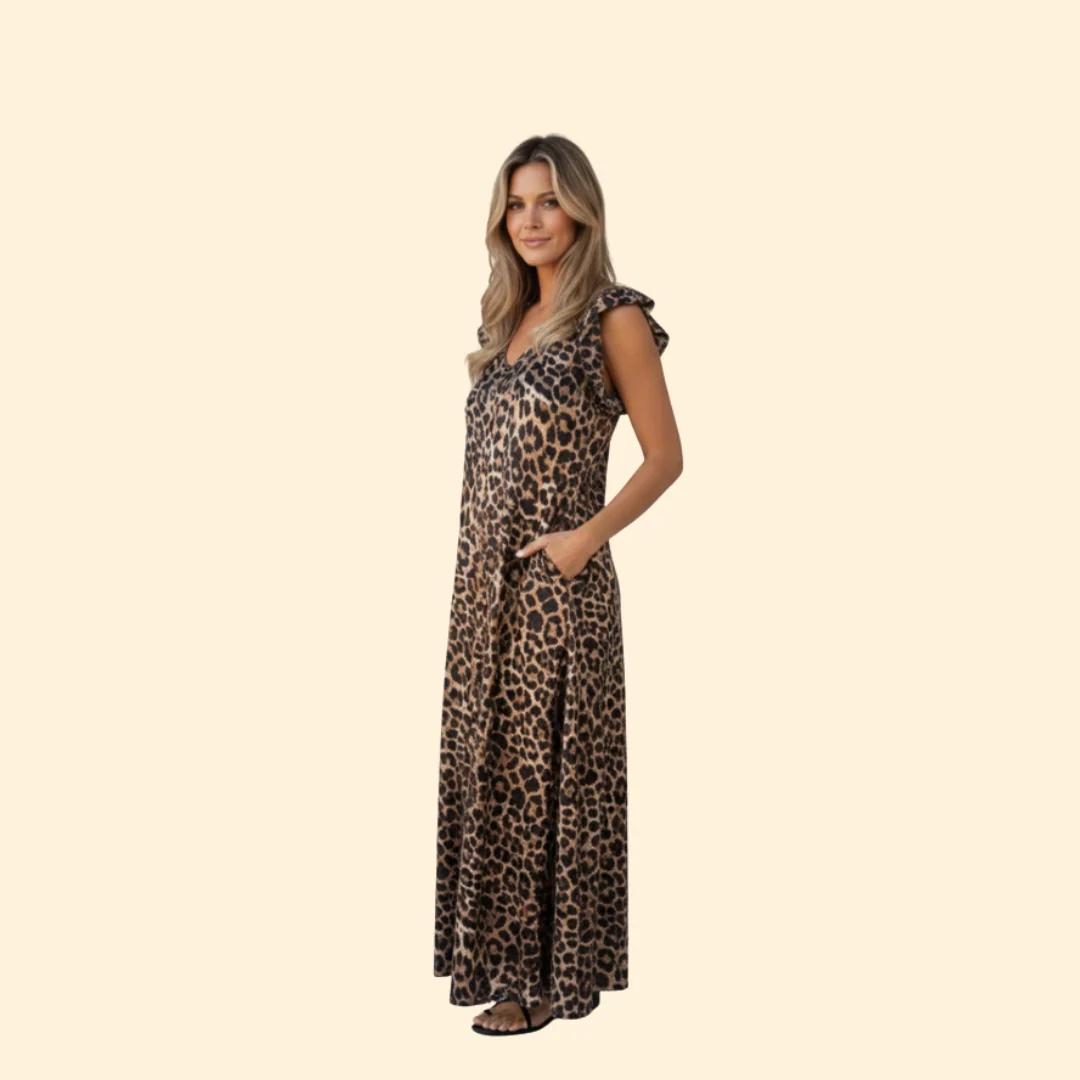 Women’s Maxi Dress with Ruffle Sleeves and Pockets - Image 4