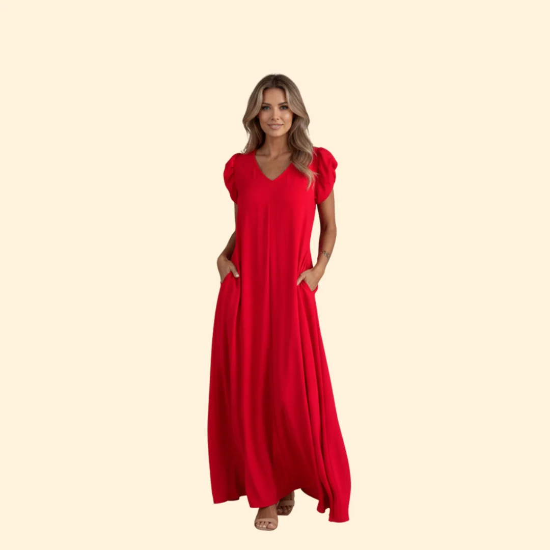 Women’s Maxi Dress with Ruffle Sleeves and Pockets - Image 6