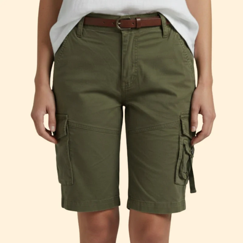 Women’s Mid-Cargo Shorts with Button Pockets - Image 3
