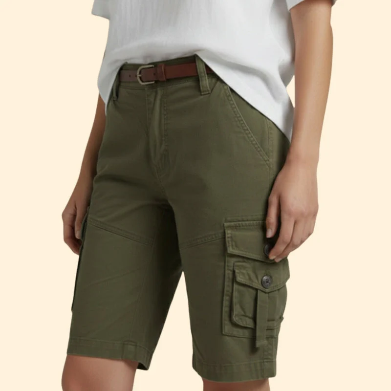 Women’s Mid-Cargo Shorts with Button Pockets - Image 4