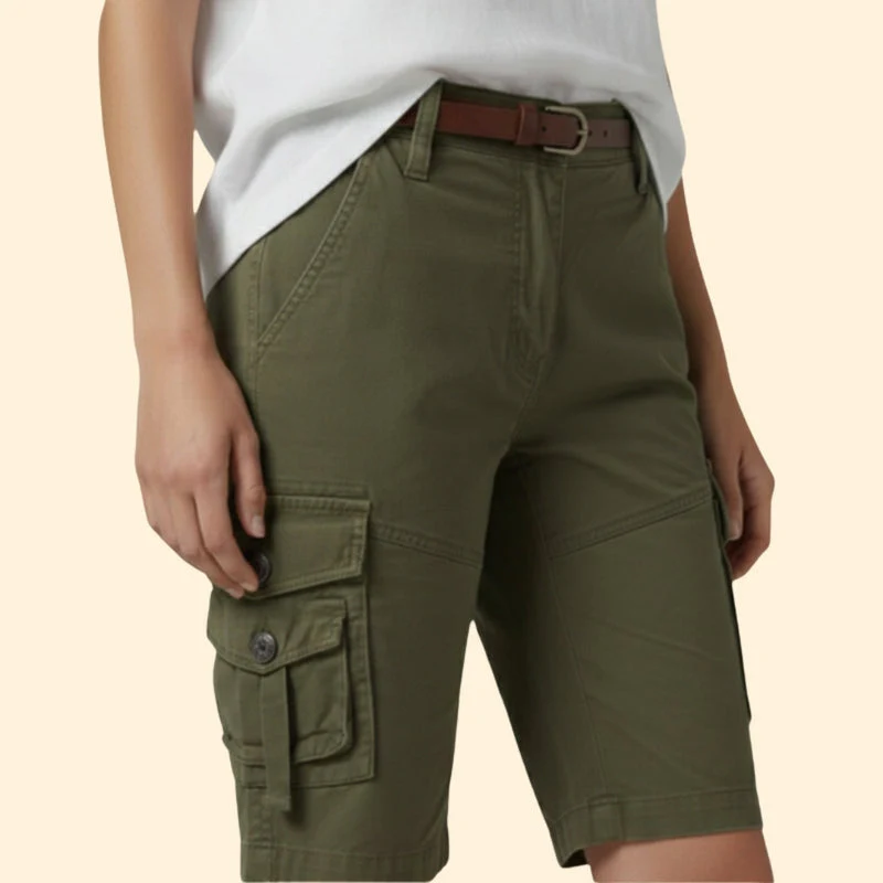 Women’s Mid-Cargo Shorts with Button Pockets - Image 5
