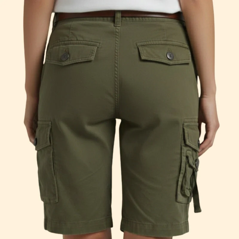 Women’s Mid-Cargo Shorts with Button Pockets - Image 6