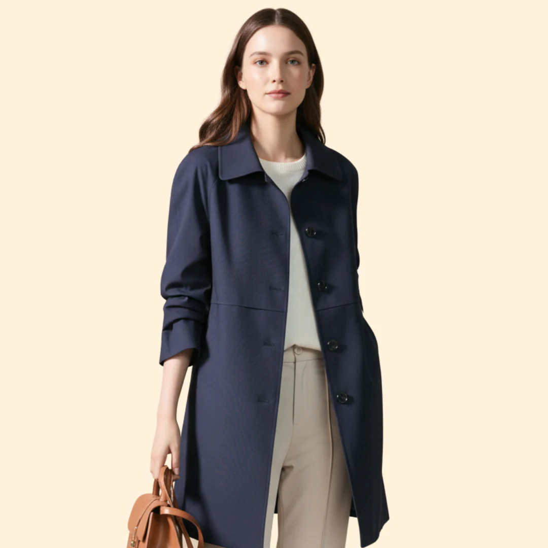 Women’s Mid Length Coat with Button Front - Image 2