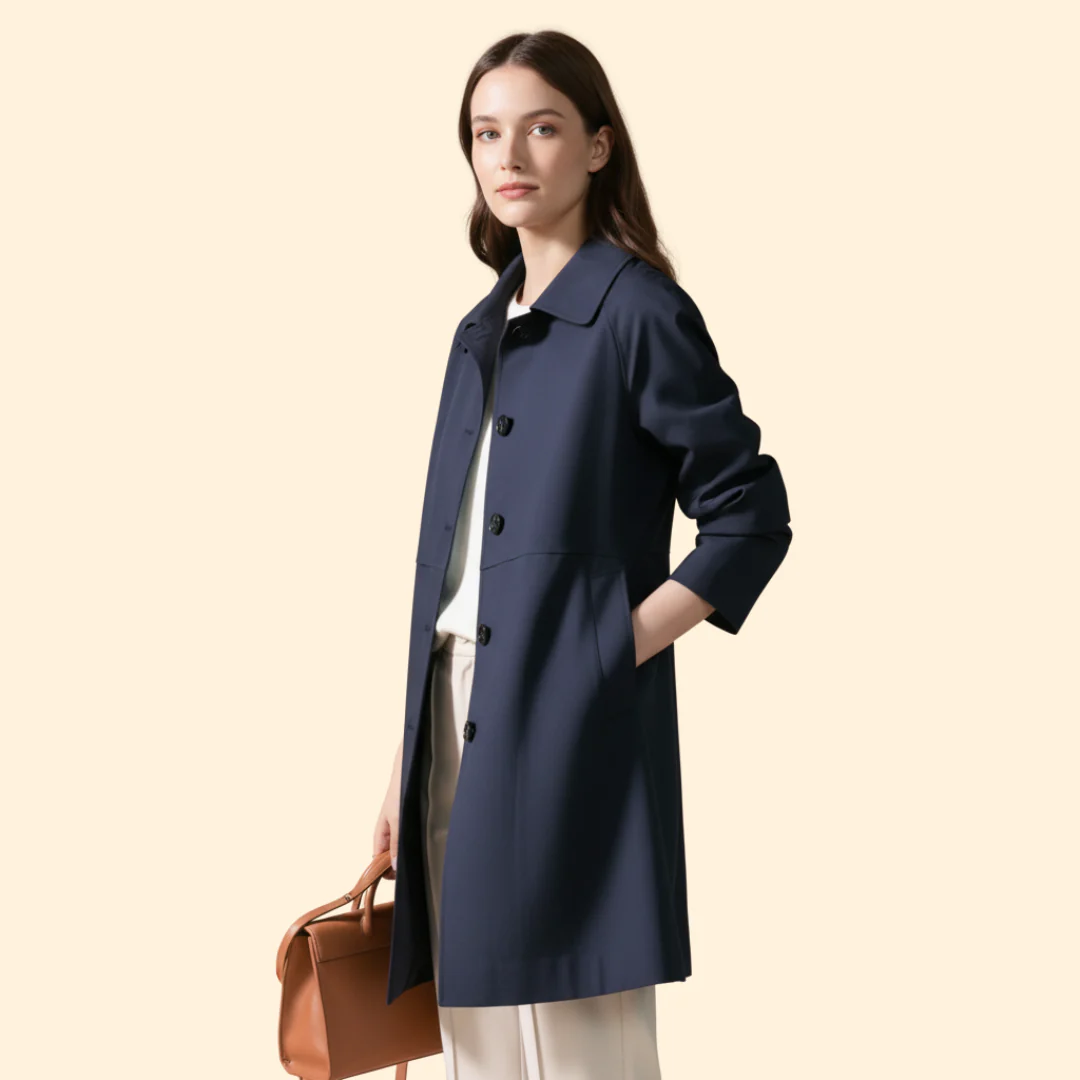 Women’s Mid Length Coat with Button Front - Image 4