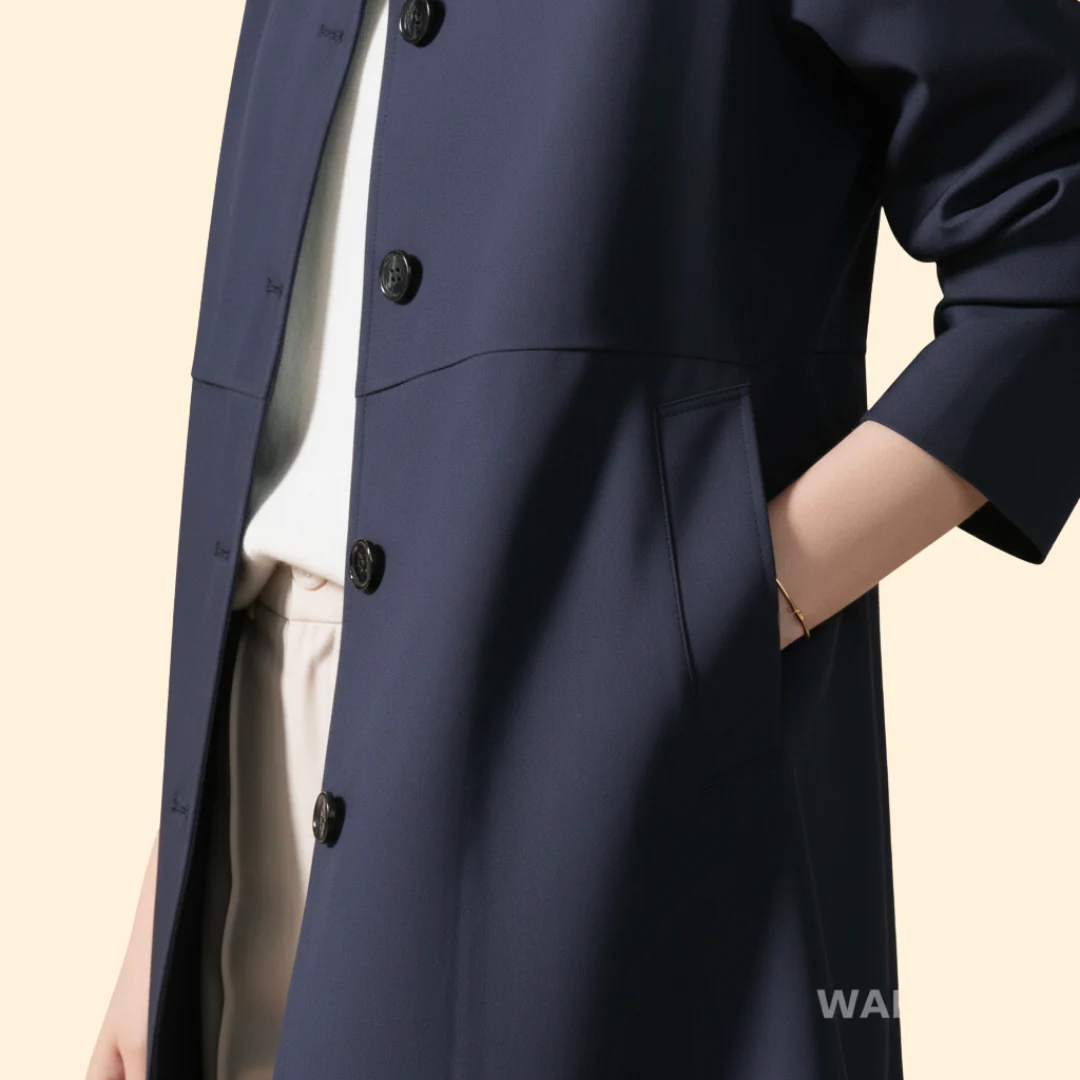Women’s Mid Length Coat with Button Front - Image 5
