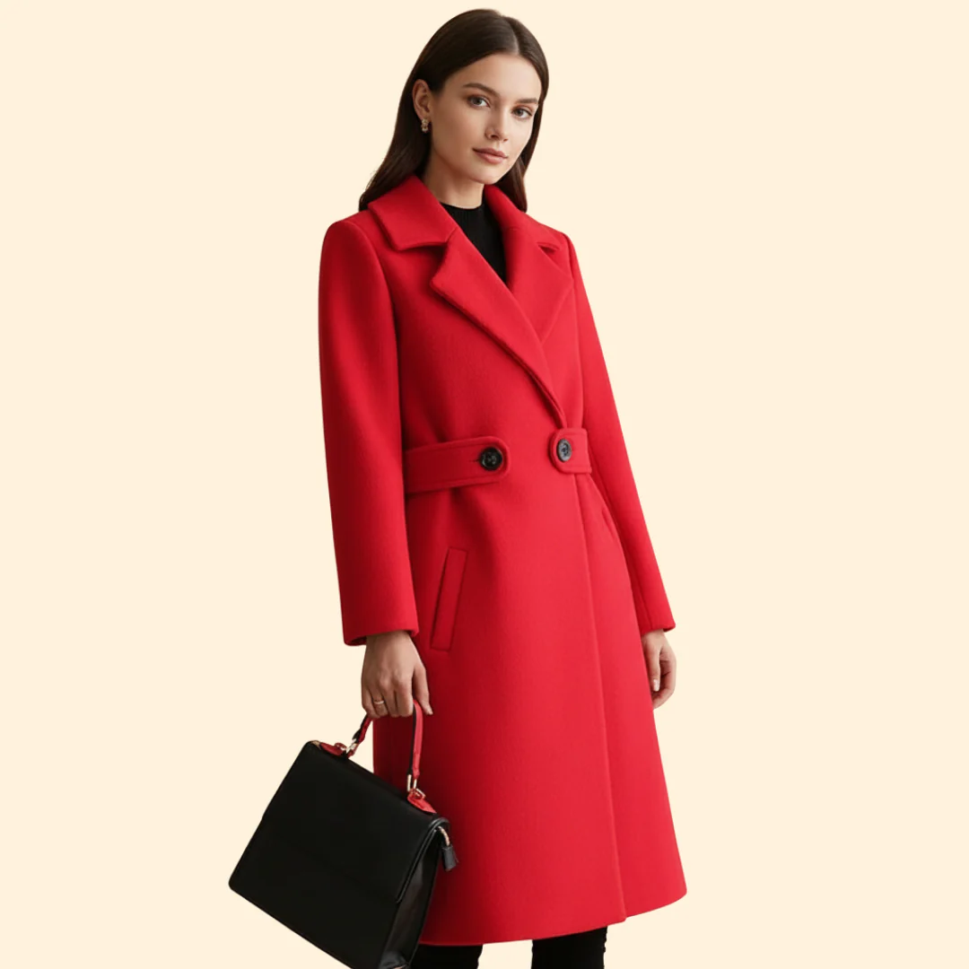 Women’s Mid Length Coat with Buttoned Front - Image 2