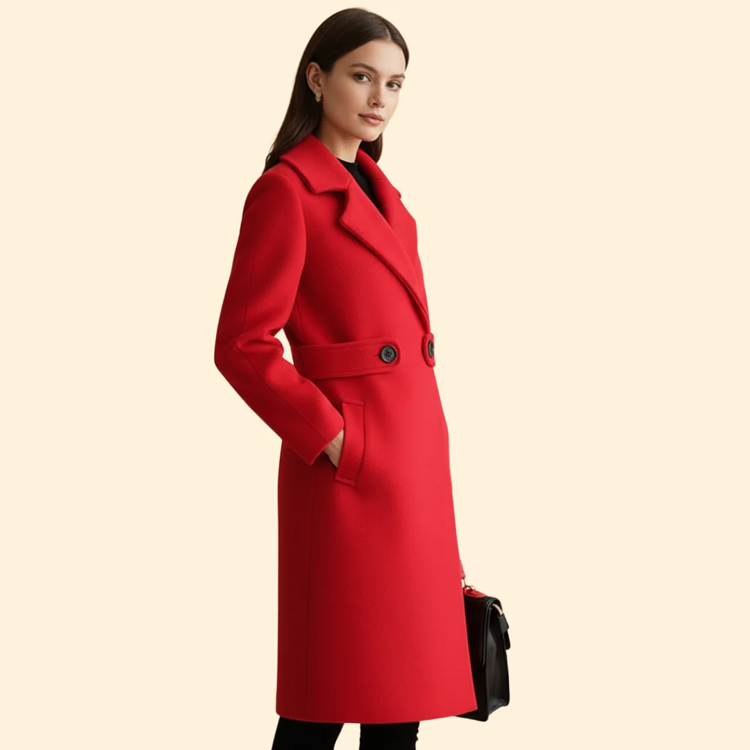 Women’s Mid Length Coat with Buttoned Front - Image 4