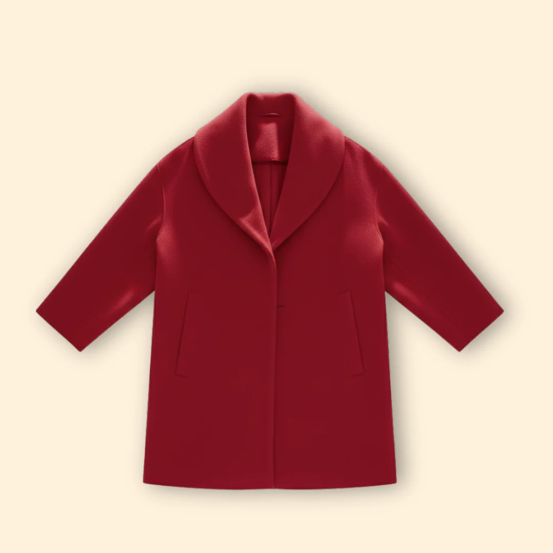 Women’s Mid-Length Coat with Wide Collar