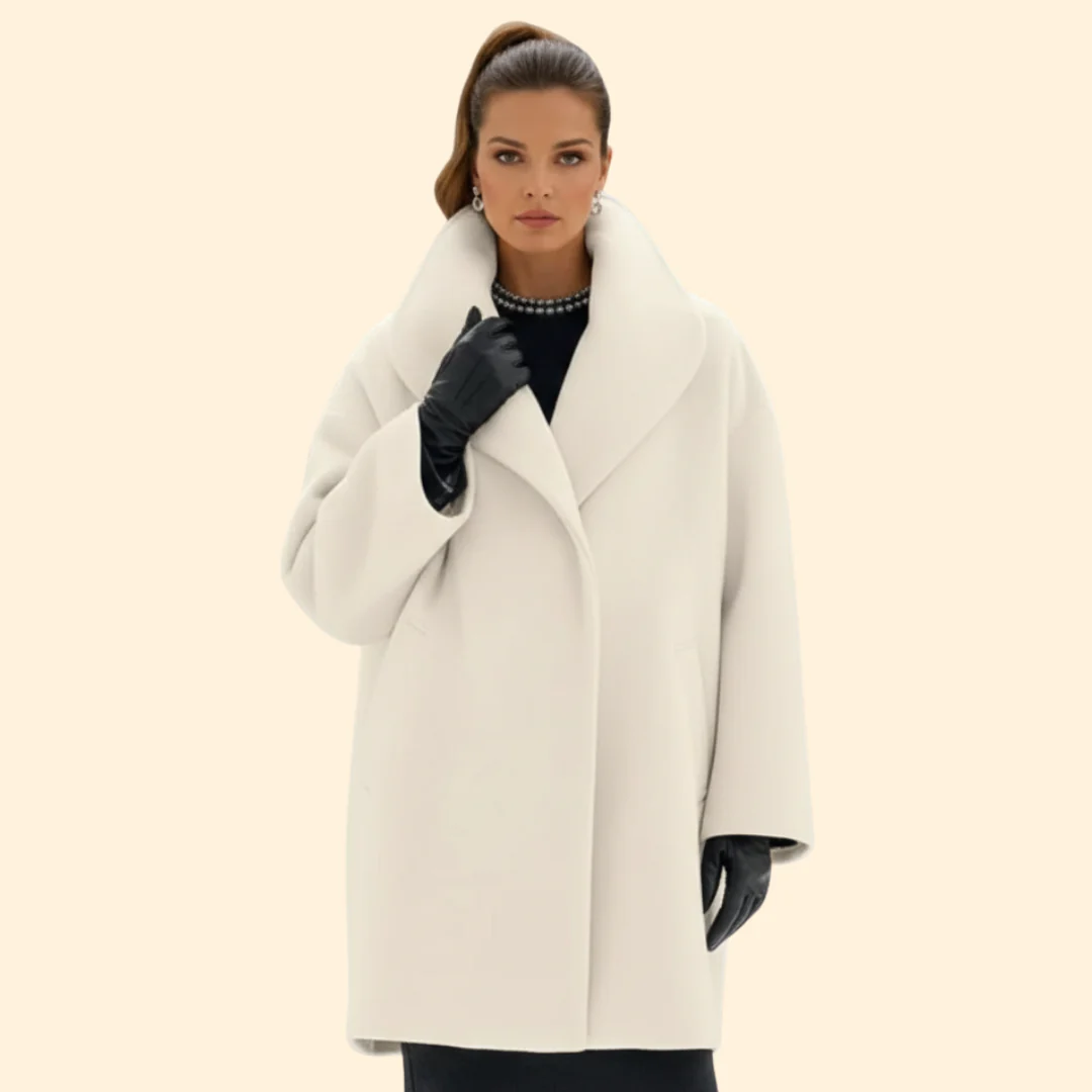Women’s Mid-Length Coat with Wide Collar - Image 10