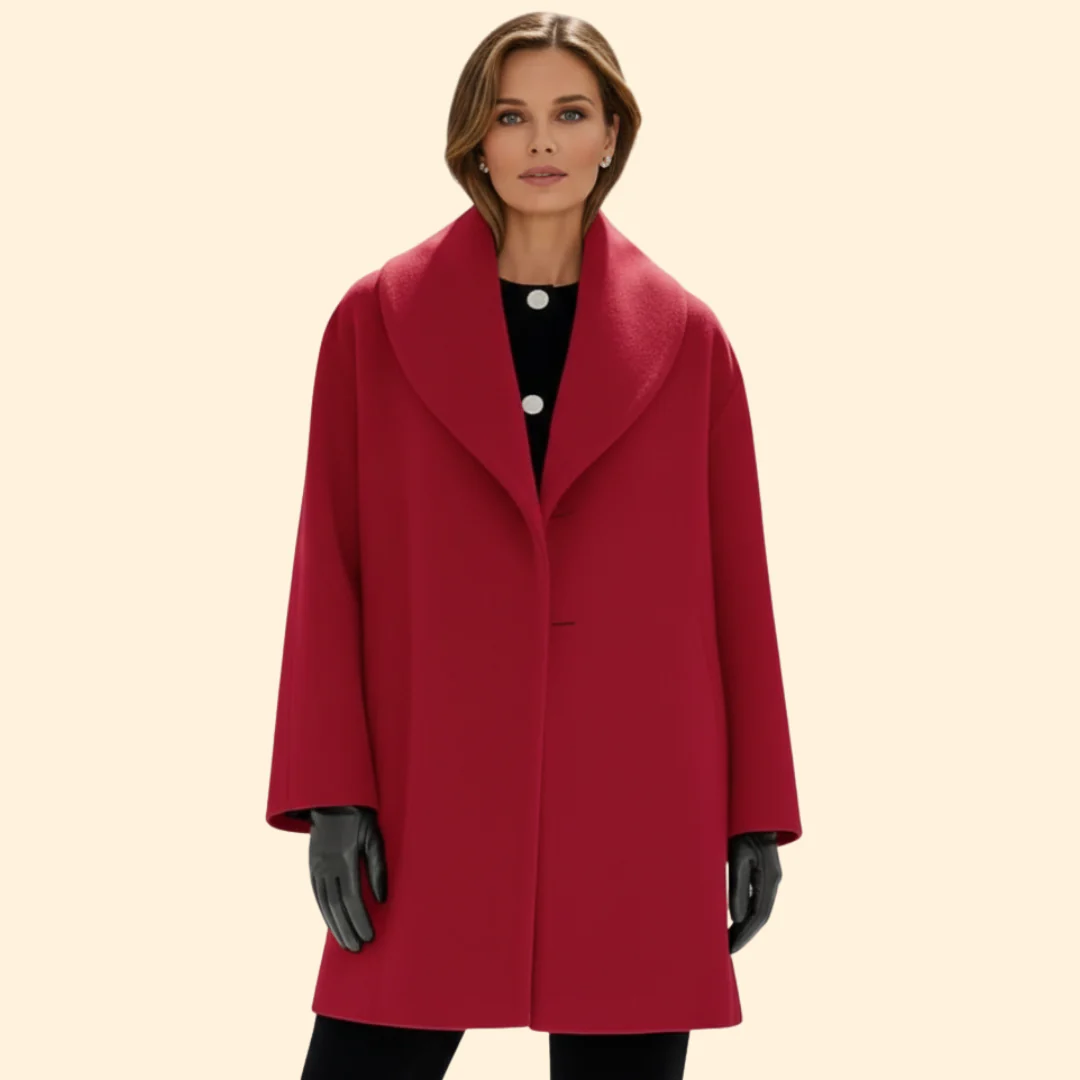 Women’s Mid-Length Coat with Wide Collar - Image 2