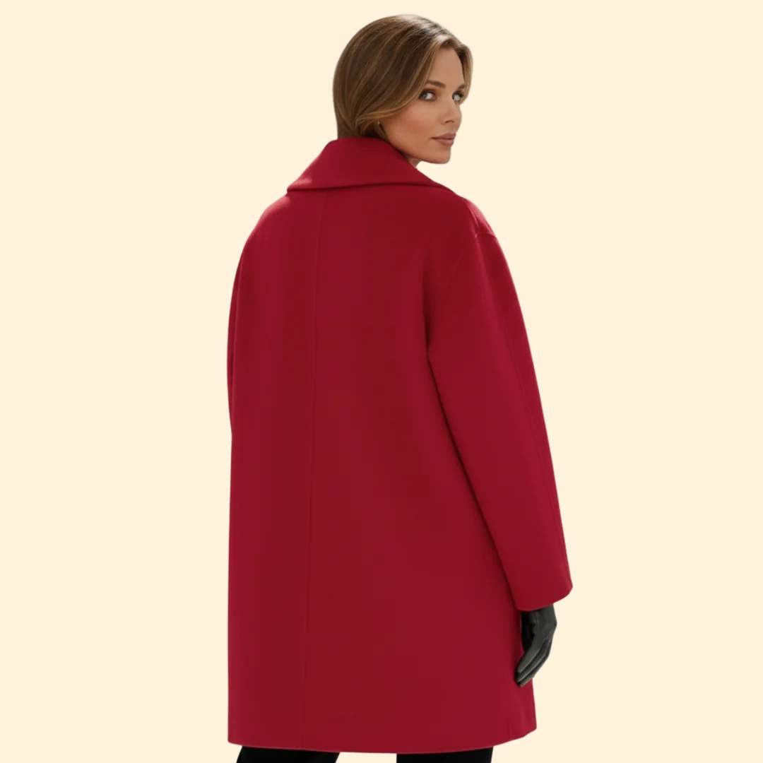 Women’s Mid-Length Coat with Wide Collar - Image 3