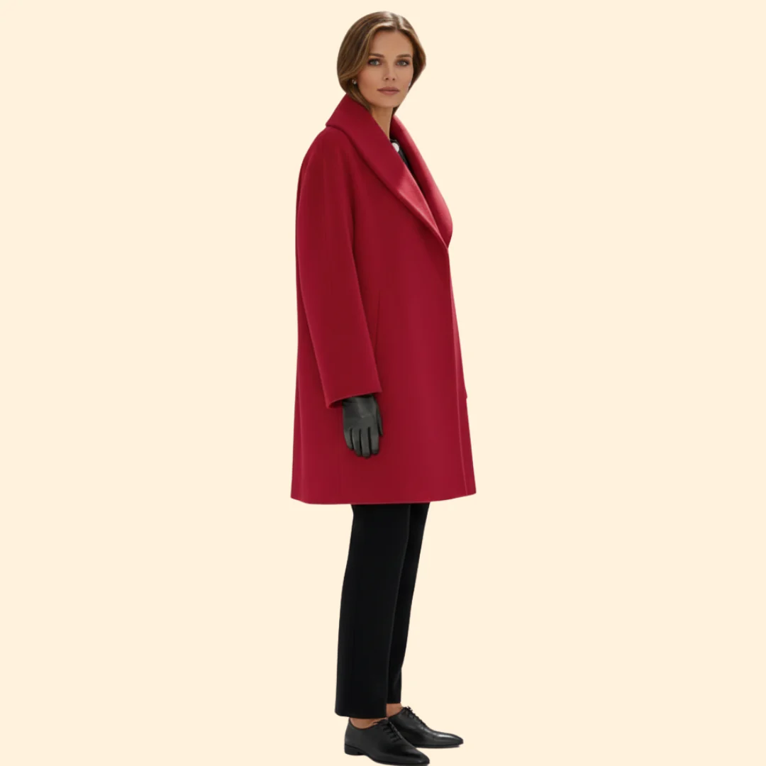 Women’s Mid-Length Coat with Wide Collar - Image 5