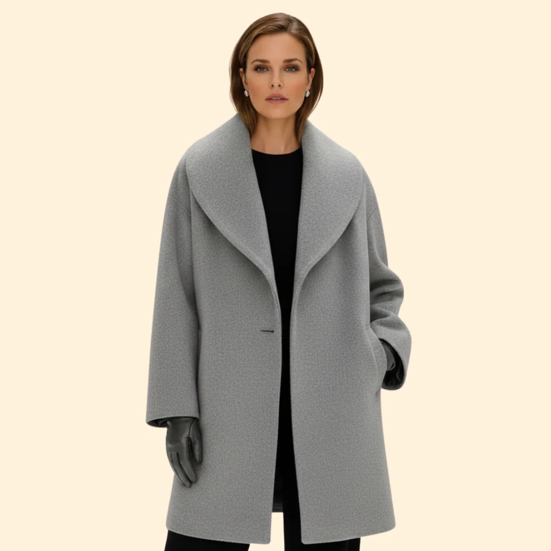Women’s Mid-Length Coat with Wide Collar - Image 9