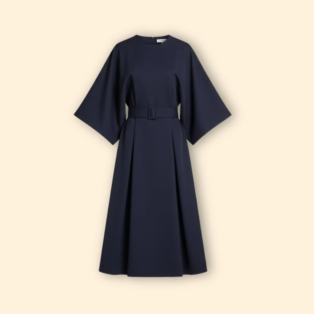 Women’s Wedding Guest Midi Dress with Belted Waist