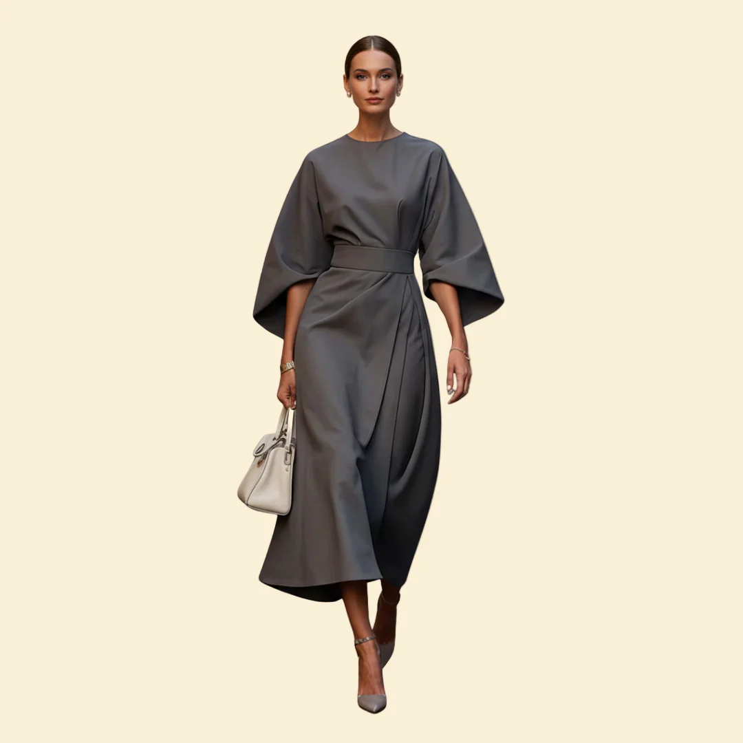 Women’s Wedding Guest Midi Dress with Belted Waist - Image 3