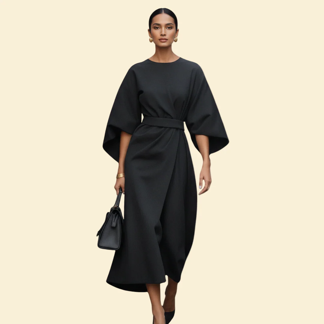Women’s Wedding Guest Midi Dress with Belted Waist - Image 5