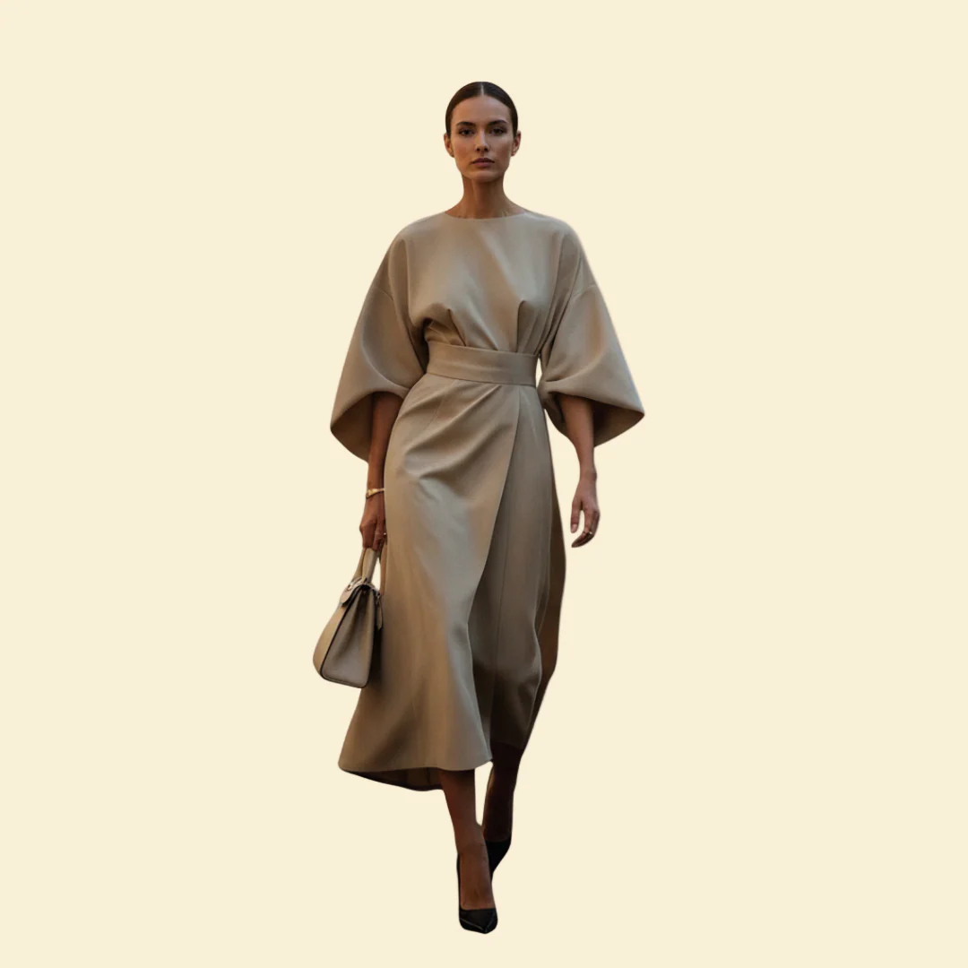 Women’s Wedding Guest Midi Dress with Belted Waist - Image 7