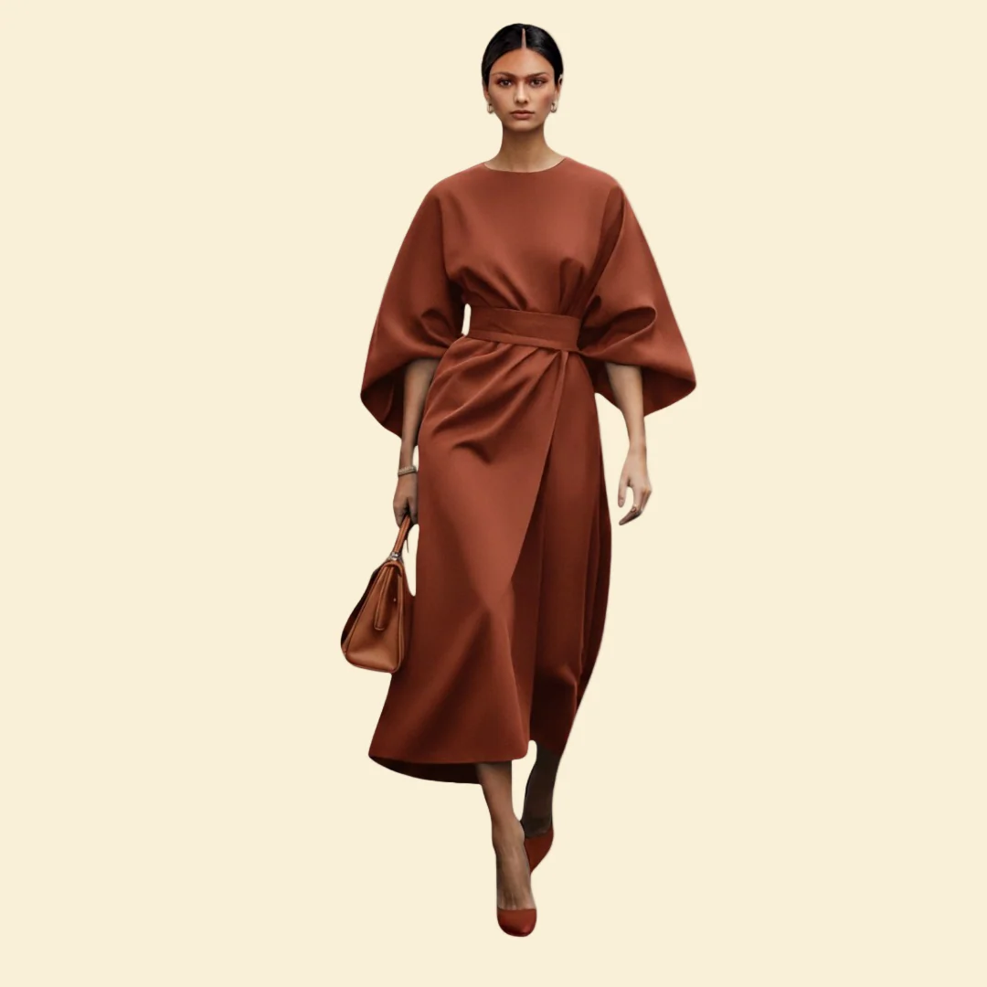 Women’s Wedding Guest Midi Dress with Belted Waist - Image 9