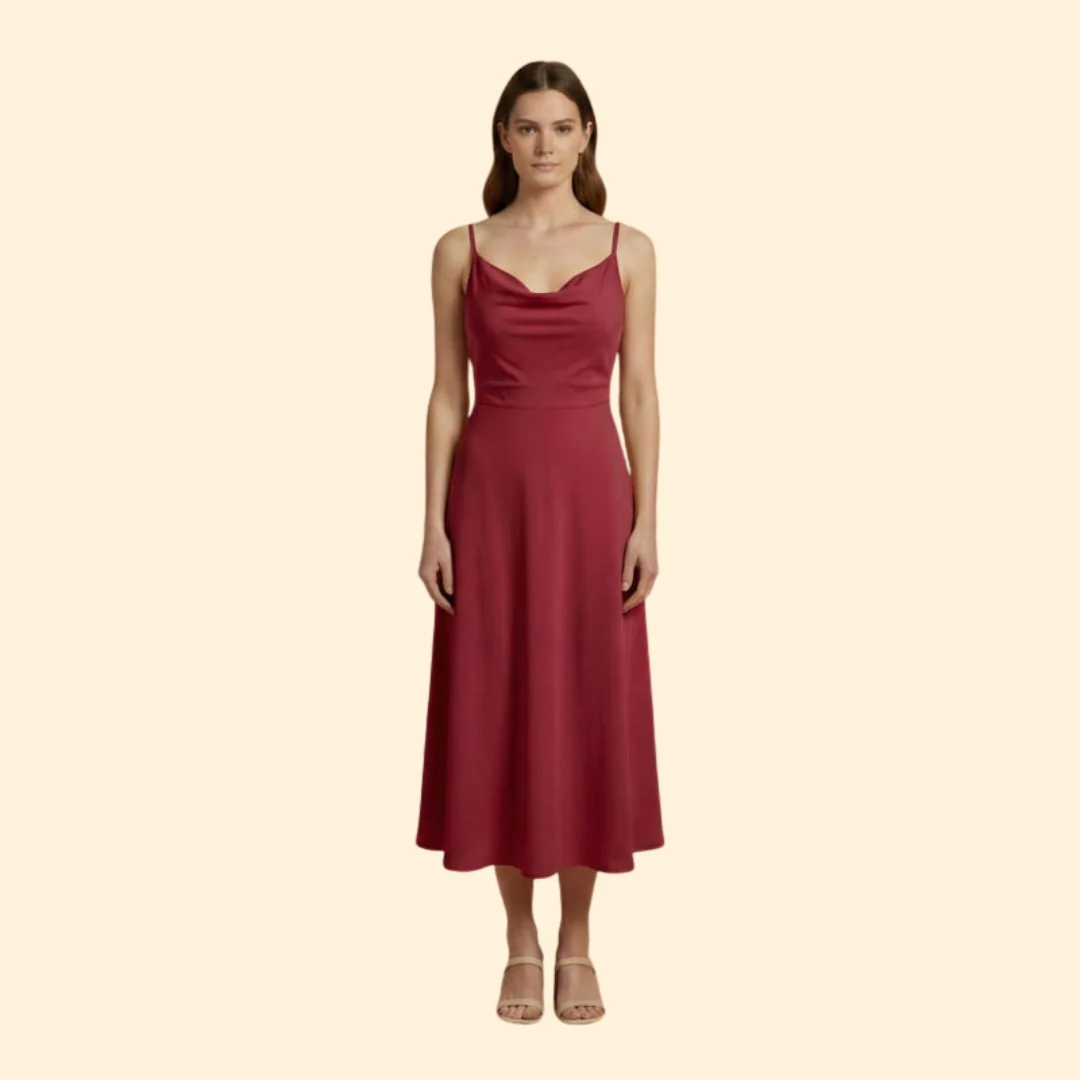 Women’s Midi Dress with Cowl Neckline - Image 10