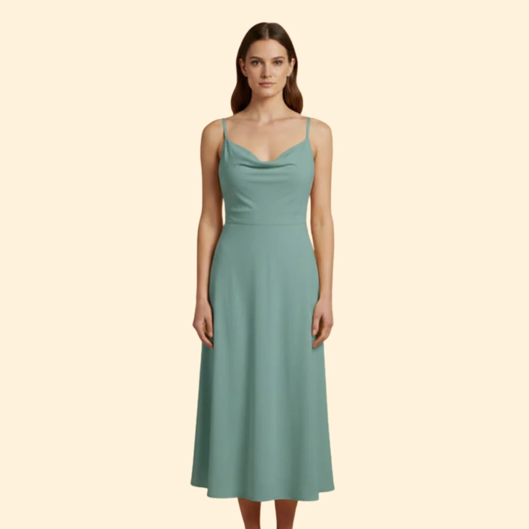 Women’s Midi Dress with Cowl Neckline - Image 11