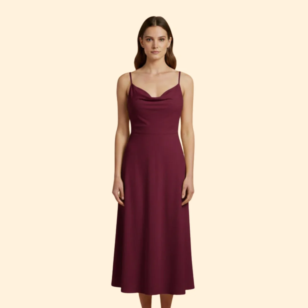 Women’s Midi Dress with Cowl Neckline - Image 12