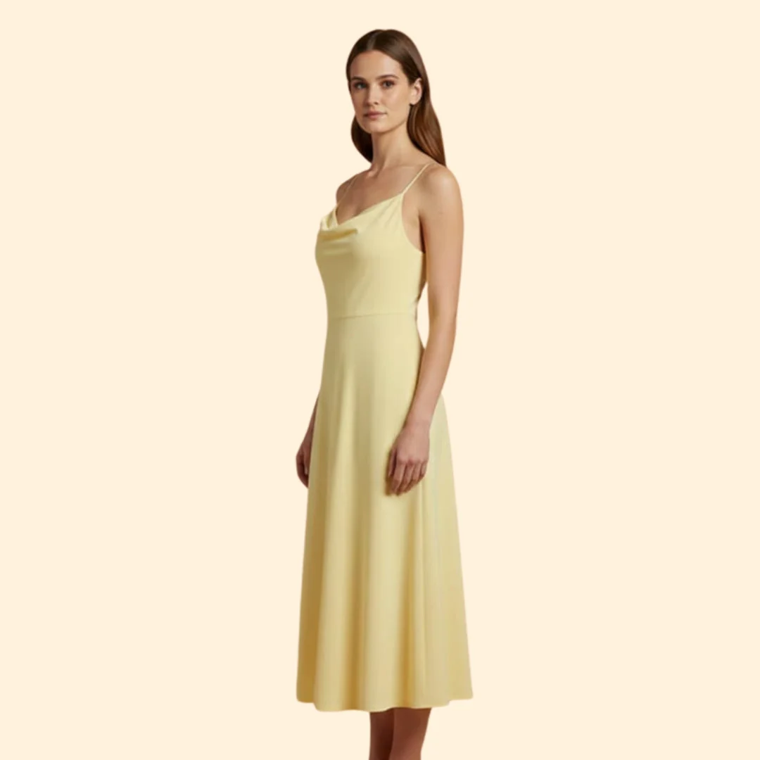 Women’s Midi Dress with Cowl Neckline - Image 3