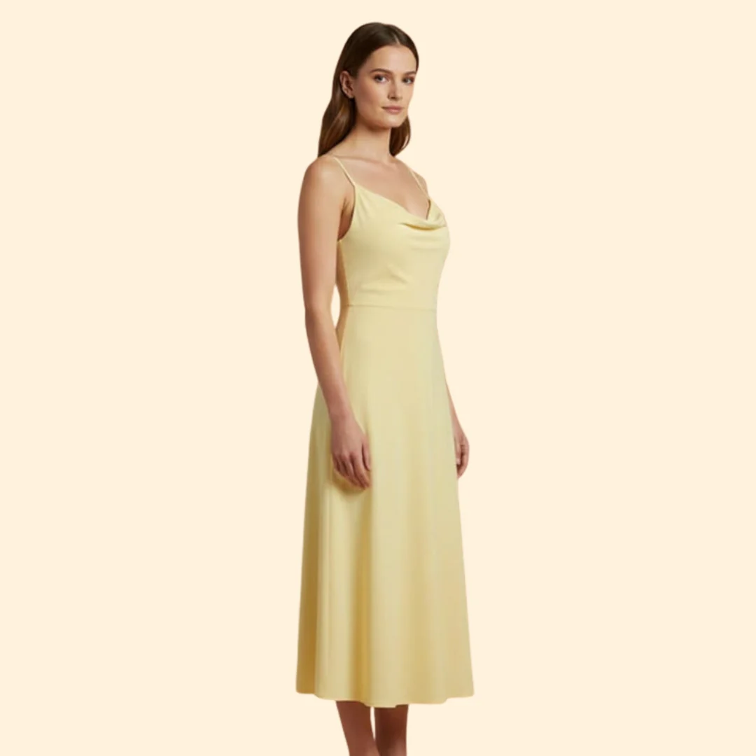 Women’s Midi Dress with Cowl Neckline - Image 4