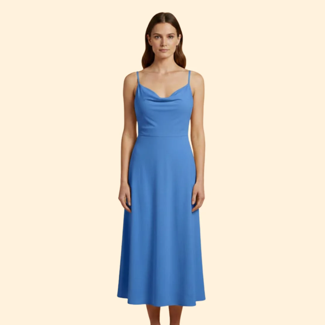Women’s Midi Dress with Cowl Neckline - Image 8
