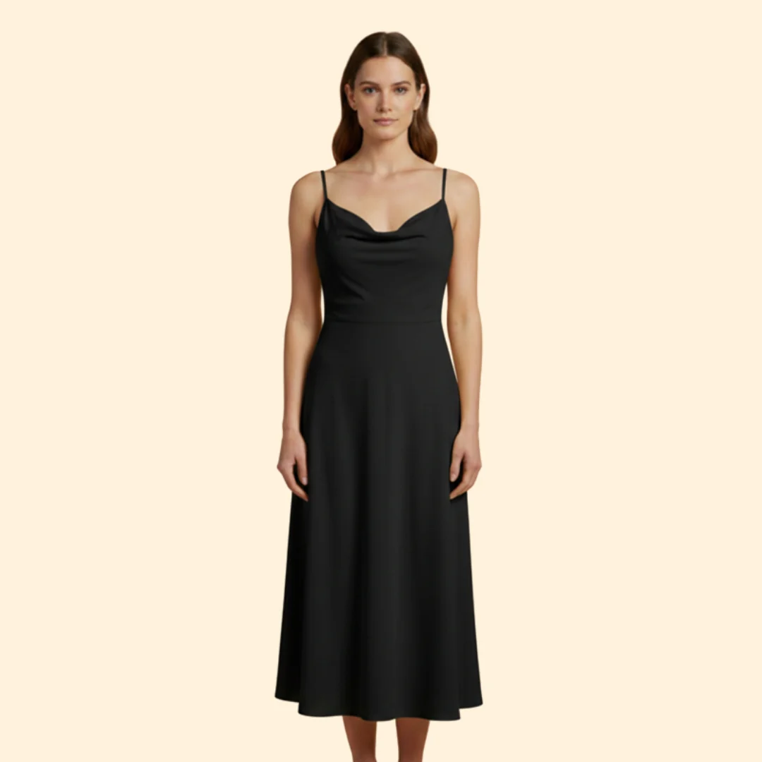 Women’s Midi Dress with Cowl Neckline - Image 9