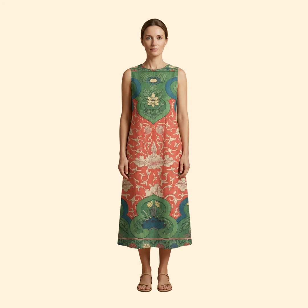 Women’s Midi Dress with Floral Pattern - Image 2