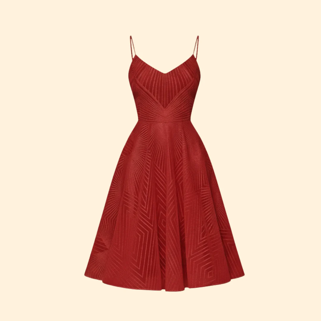 Women's Midi Dress with Geometric Lace Design