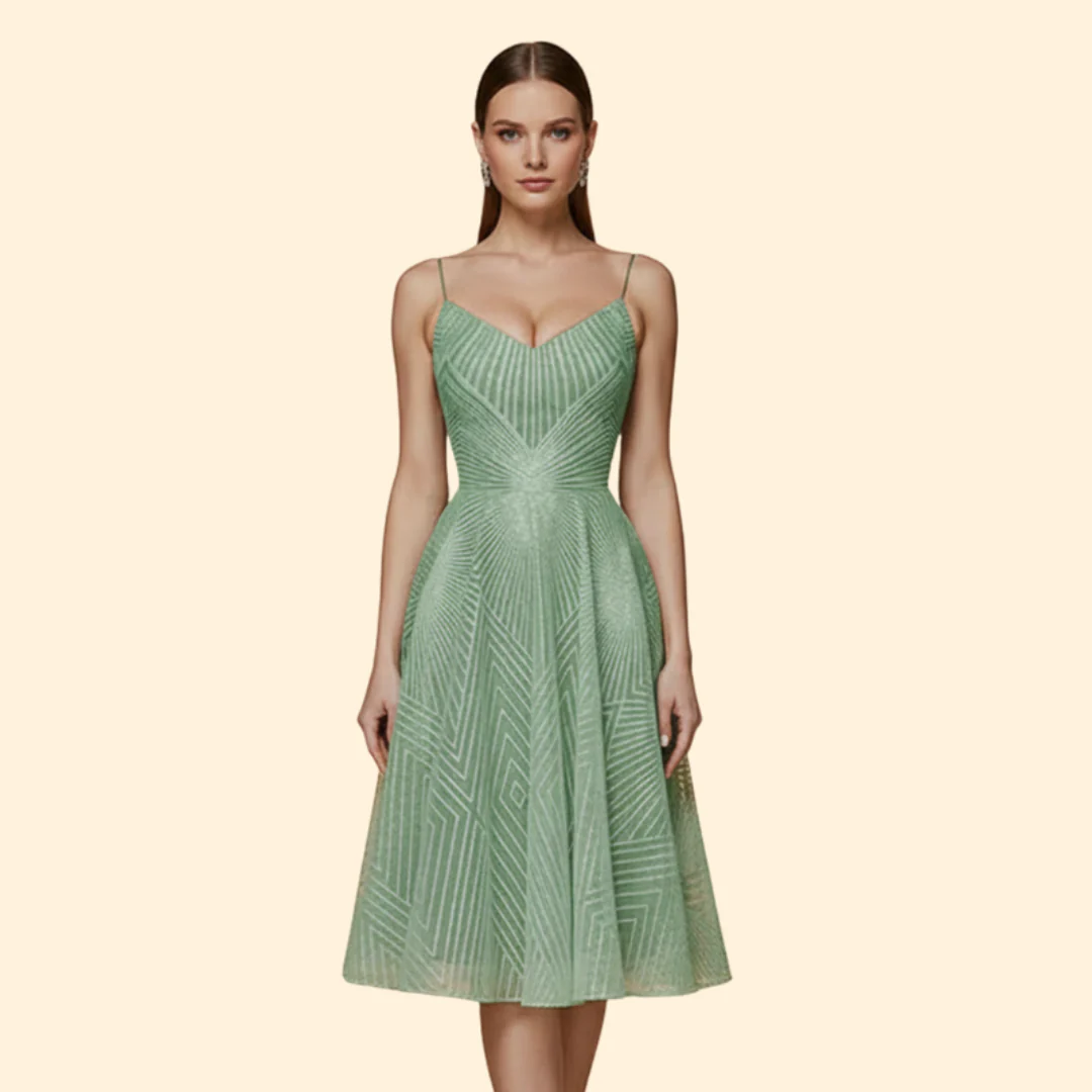 Women's Midi Dress with Geometric Lace Design - Image 10