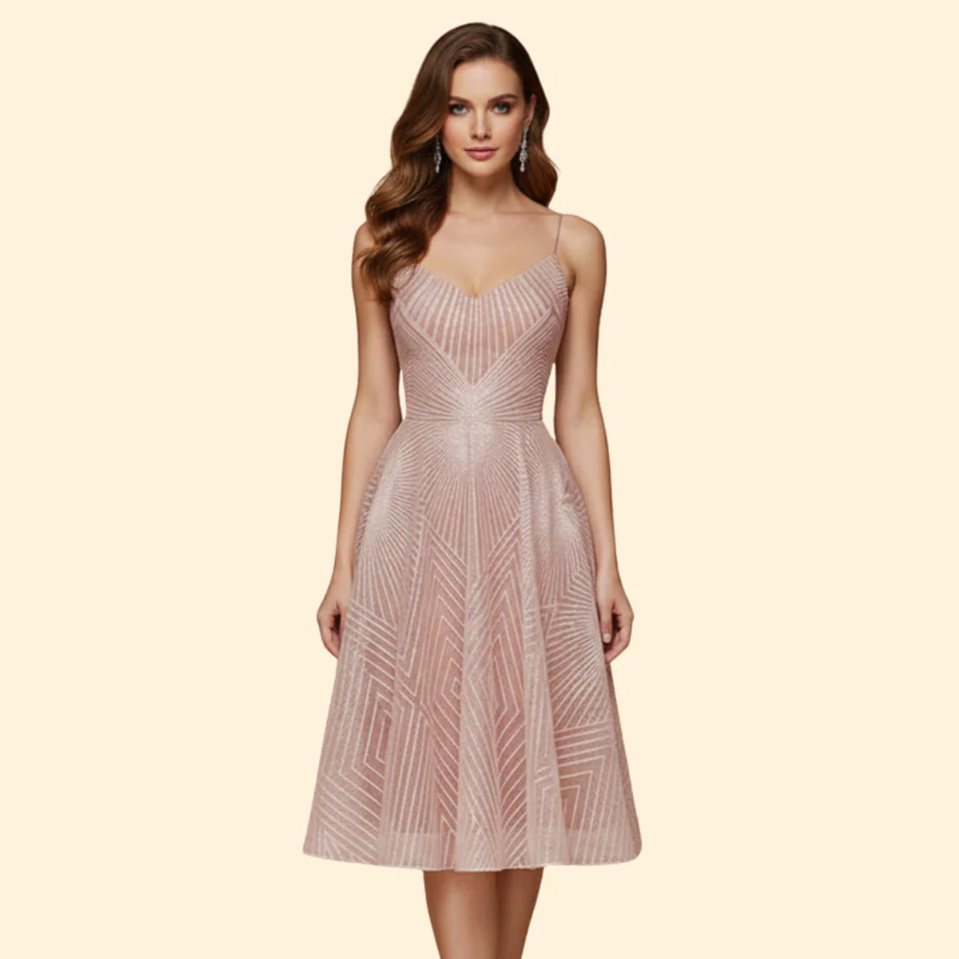Women's Midi Dress with Geometric Lace Design - Image 11