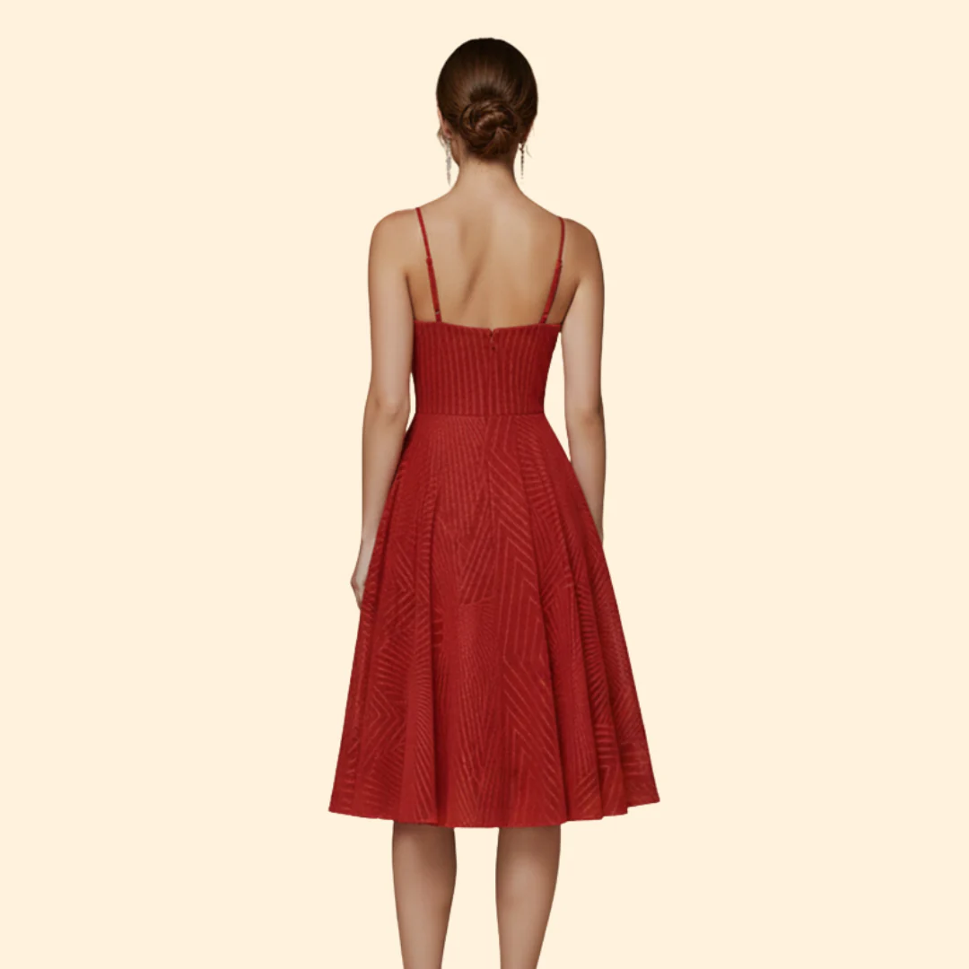 Women's Midi Dress with Geometric Lace Design - Image 3