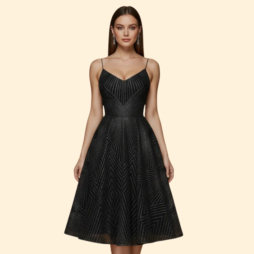 Women's Midi Dress with Geometric Lace Design - Image 9