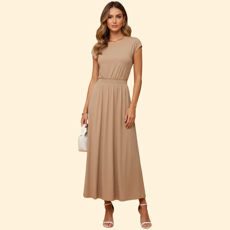 Women’s Midi Dress with High Waistband - Image 2
