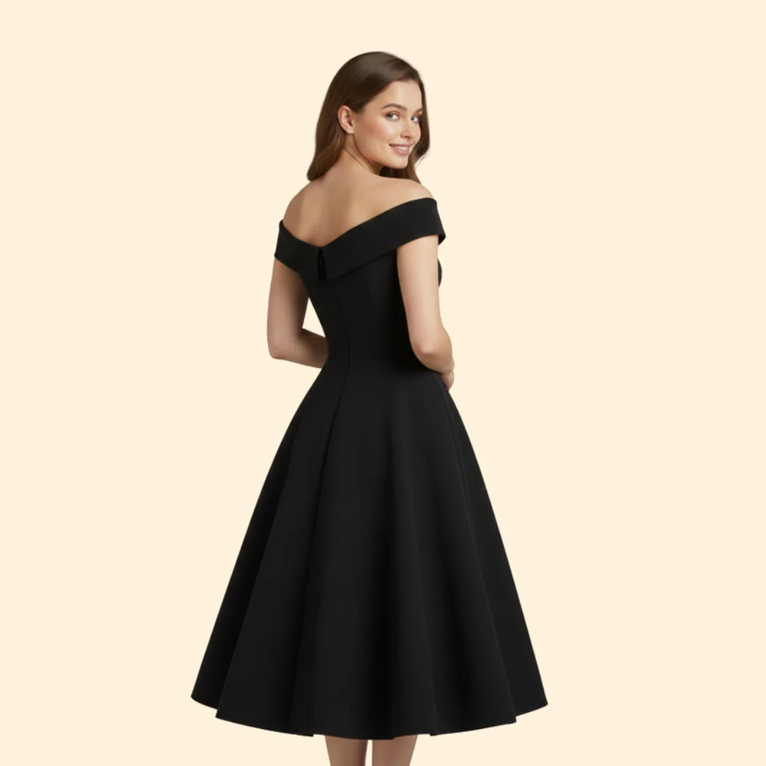 Women’s Midi Dress with Off-Shoulder Neckline - Image 5