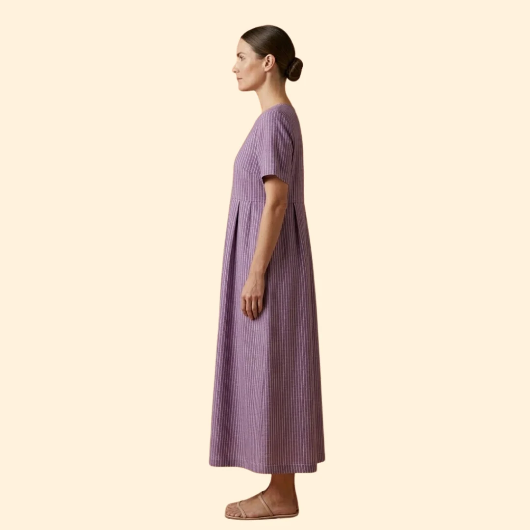 Women’s Midi Dress with Pleated Waist - Image 4