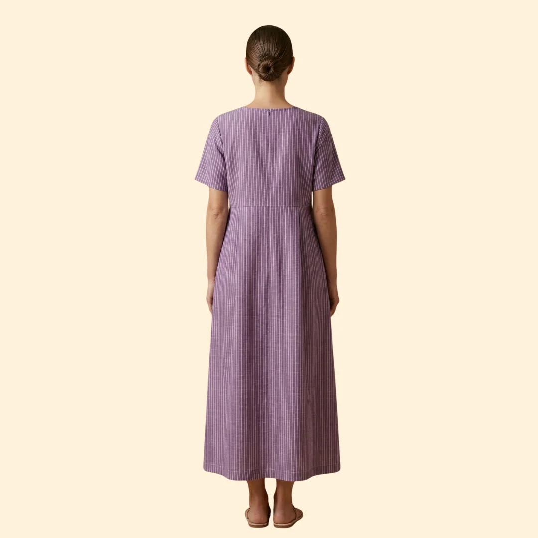 Women’s Midi Dress with Pleated Waist - Image 5