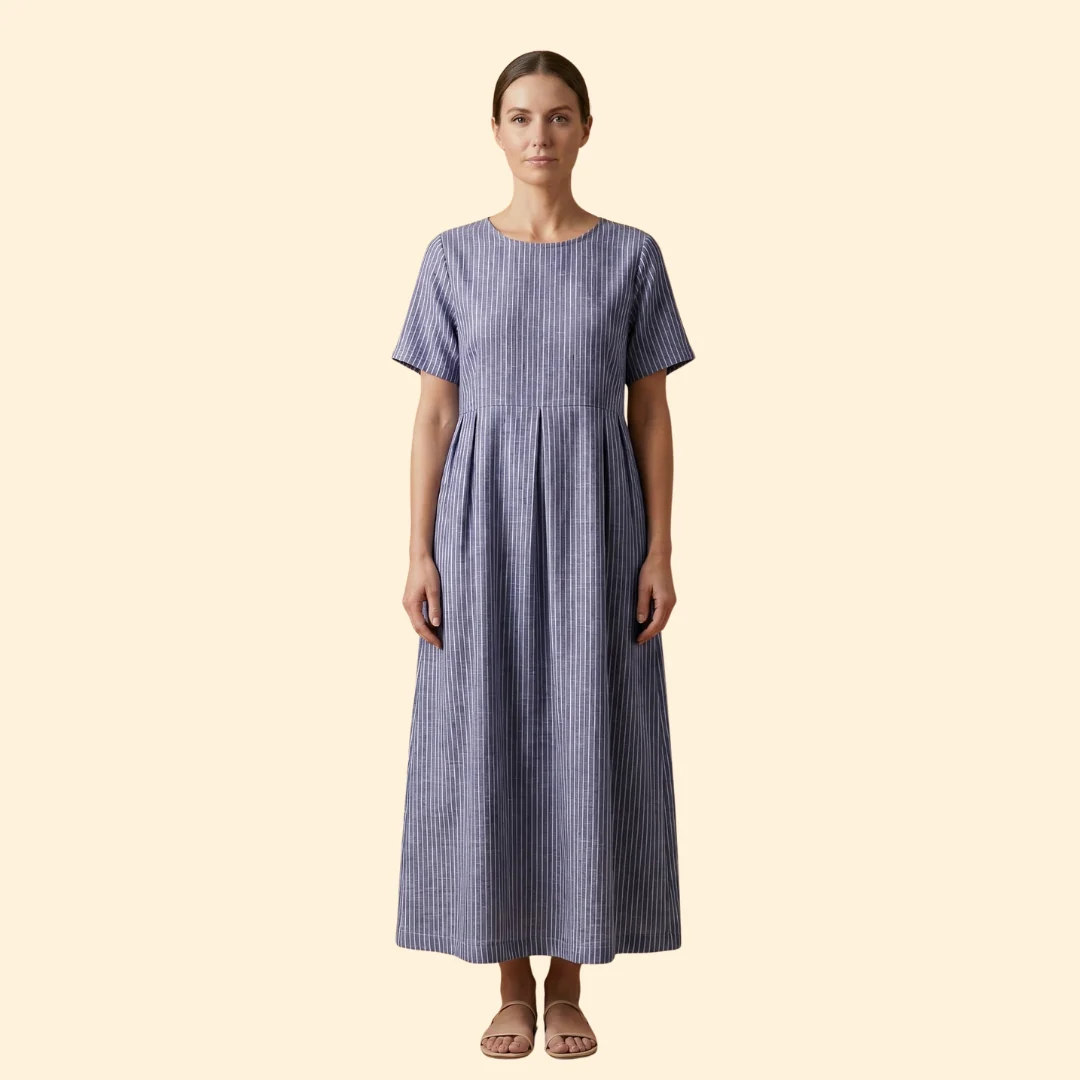 Women’s Midi Dress with Pleated Waist - Image 6