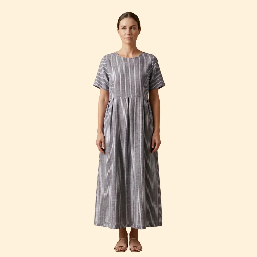 Women’s Midi Dress with Pleated Waist - Image 7