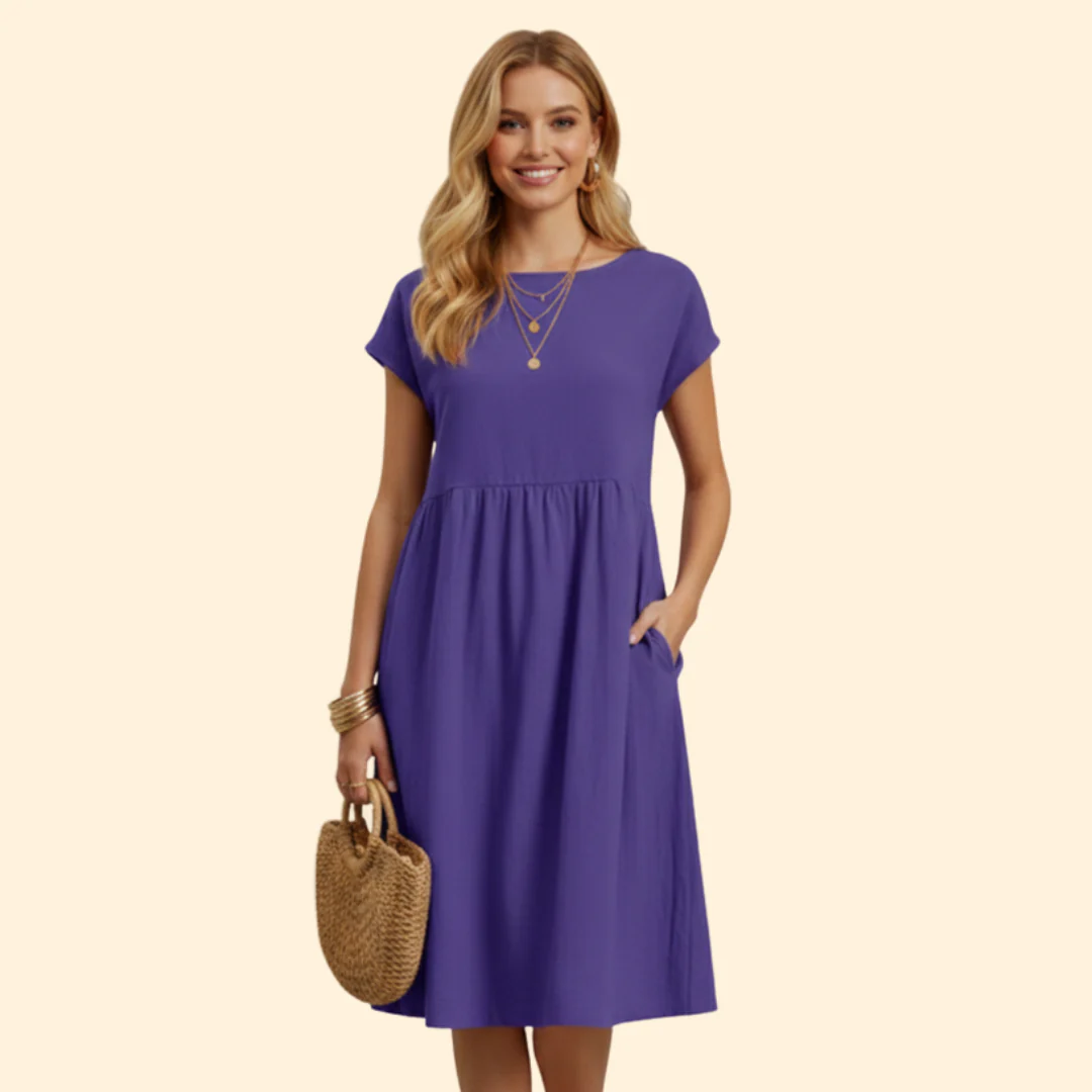 Women’s Midi Dress with Pockets and Boat Neckline - Image 10