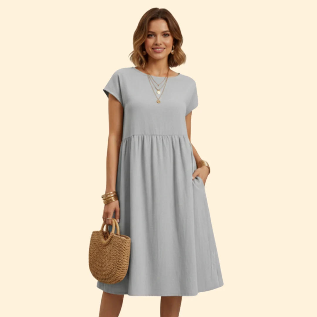 Women’s Midi Dress with Pockets and Boat Neckline - Image 11