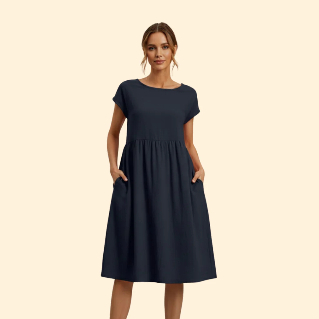 Women’s Midi Dress with Pockets and Boat Neckline - Image 13