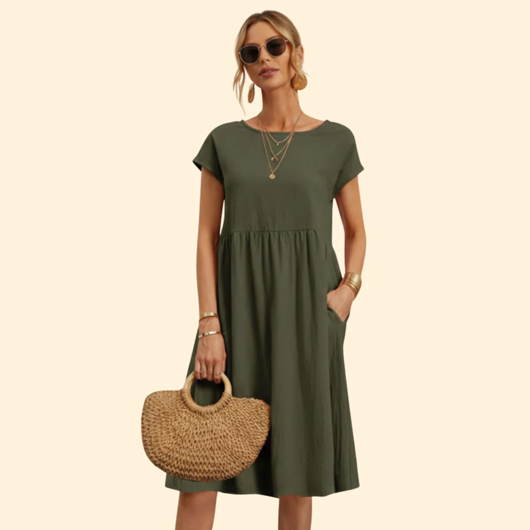 Women’s Midi Dress with Pockets and Boat Neckline - Image 15